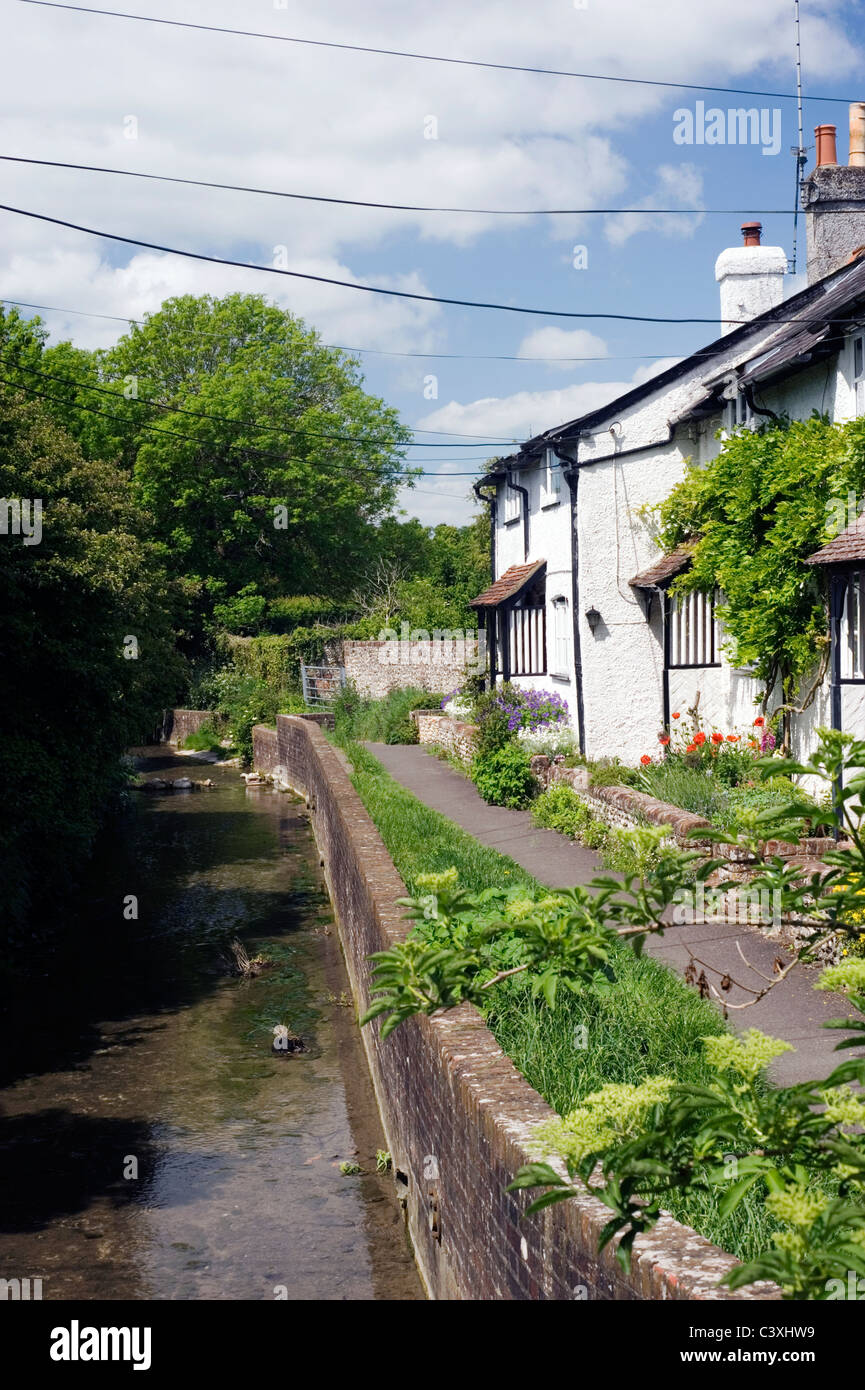 small terrace of rural houses in small english village Stock Photo