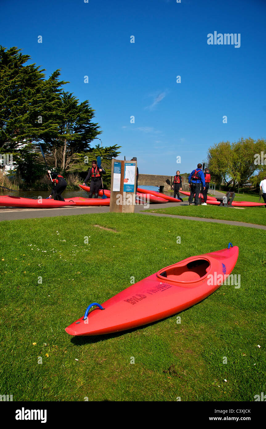 Bude Cornwall UK Canal Canoes Stock Photo Alamy