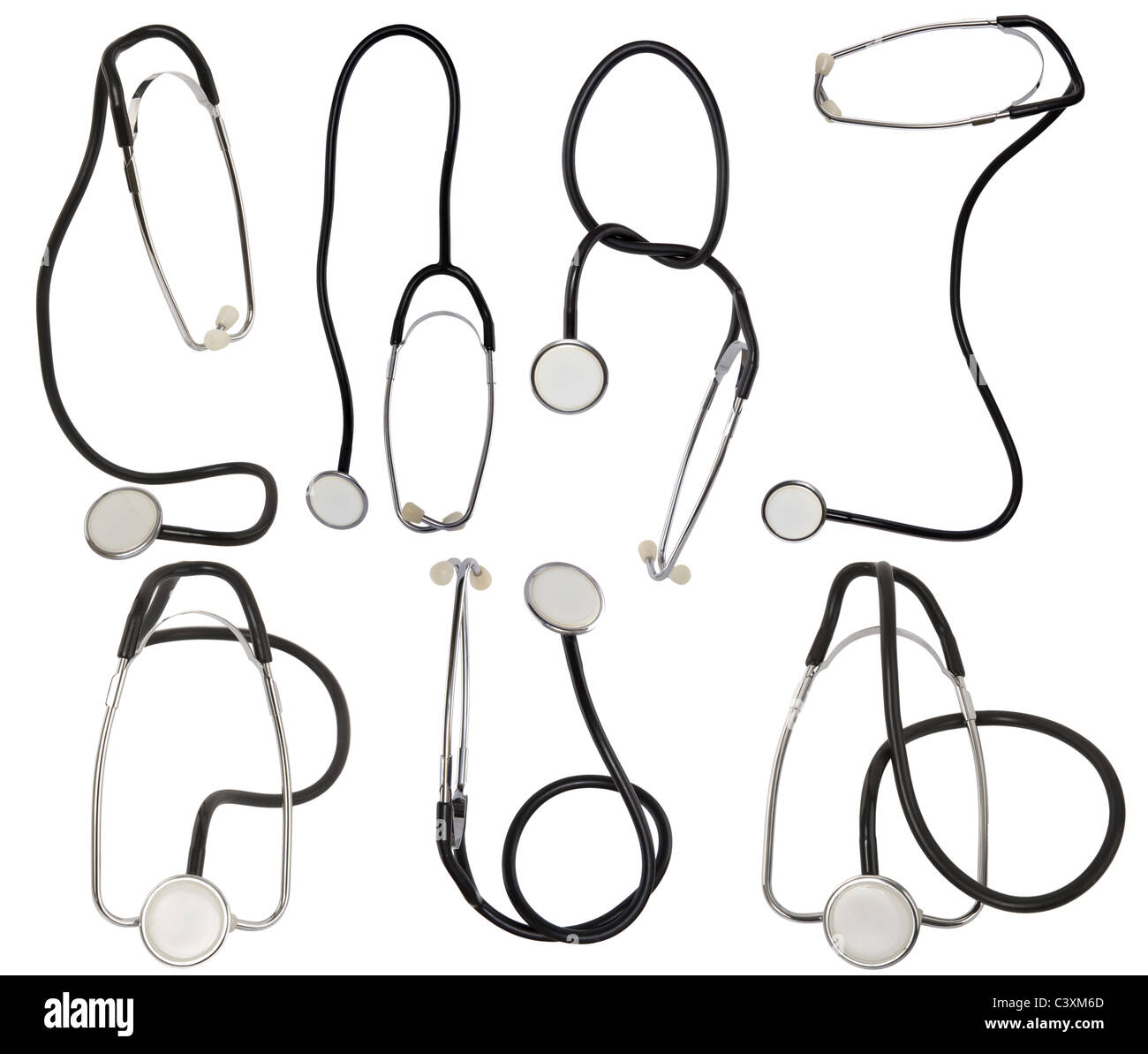 collection of stethoscope on white background Stock Photo Alamy