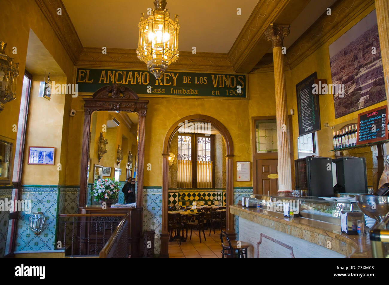 El Anciano Rey de los Vinos restaurant cafe at Plaza de Oriente square Madrid Spain Europe Stock Photo