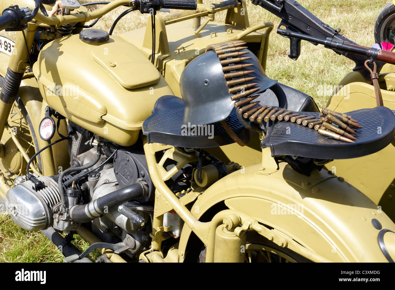 German Army (Wehrmacht) BMW R75 motorcycle and sidecar as used by the Afrika Corps. Stock Photo