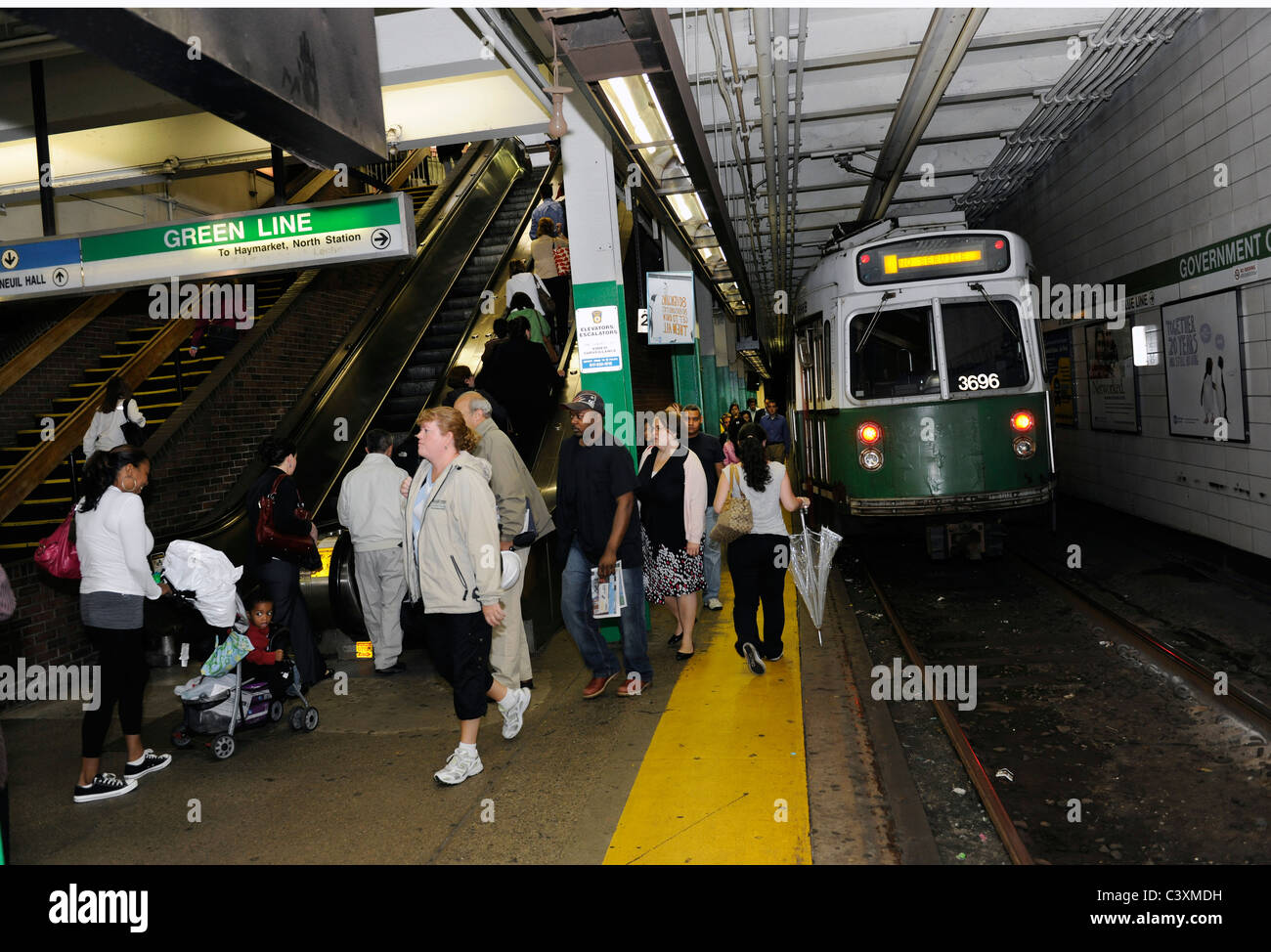Boston Subway.  Government Center Station.  Boston, Mass.  USA Stock Photo