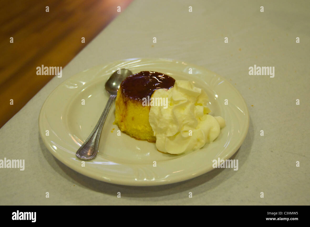 Pudding in restaurant Madrid Spain Europe Stock Photo Alamy