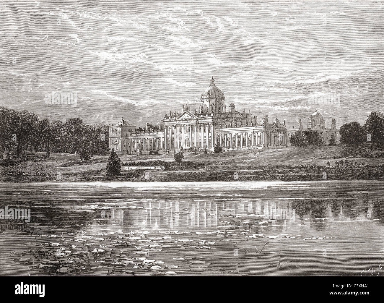 The south front of Castle Howard, North Yorkshire, England in the late 19th century. From Our Own Country published 1898. Stock Photo