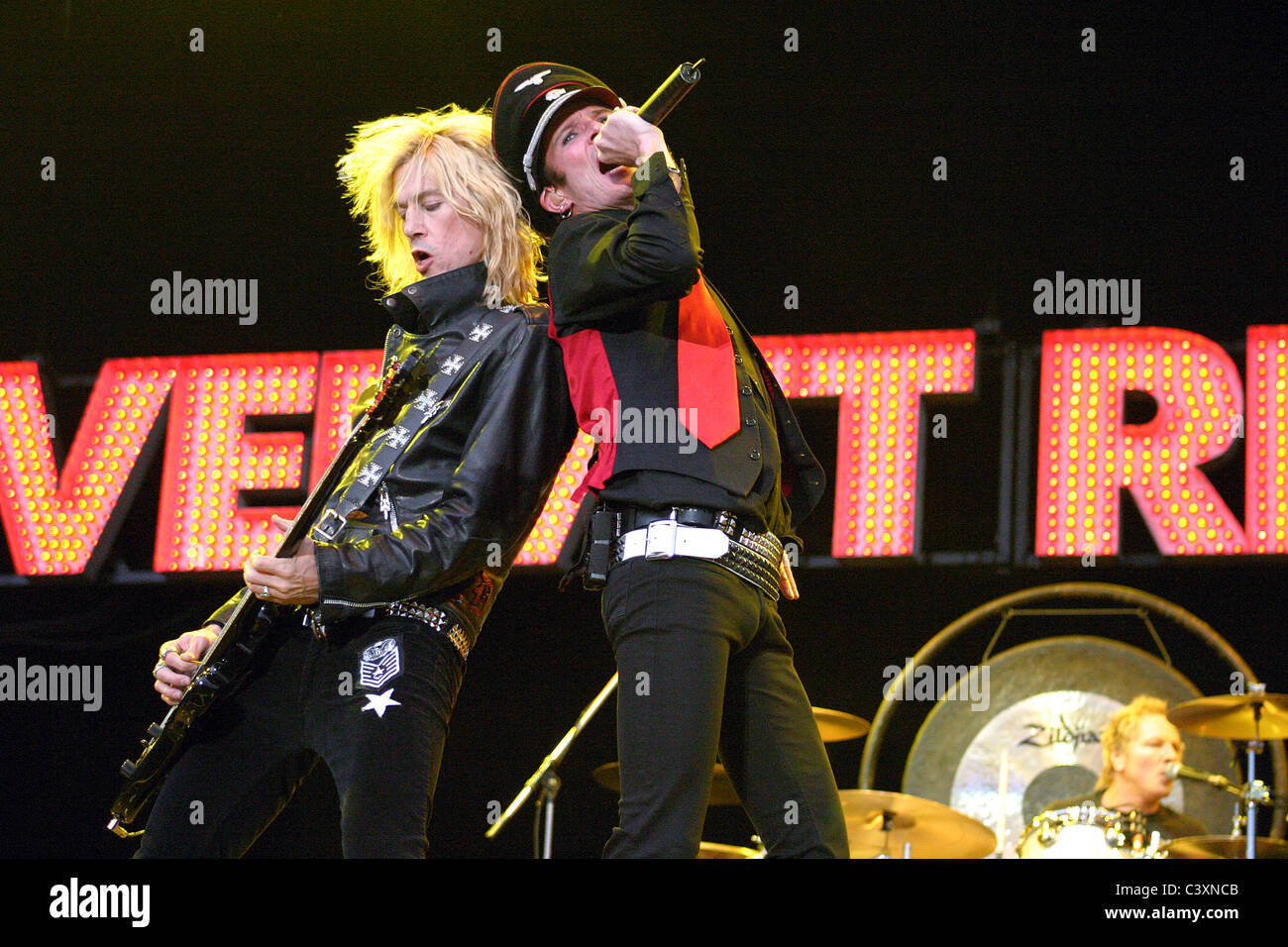 Scott Weiland and Duff McKagen of Velvet Revolver play Download Festival in Donington, Leicestershire, England. Stock Photo