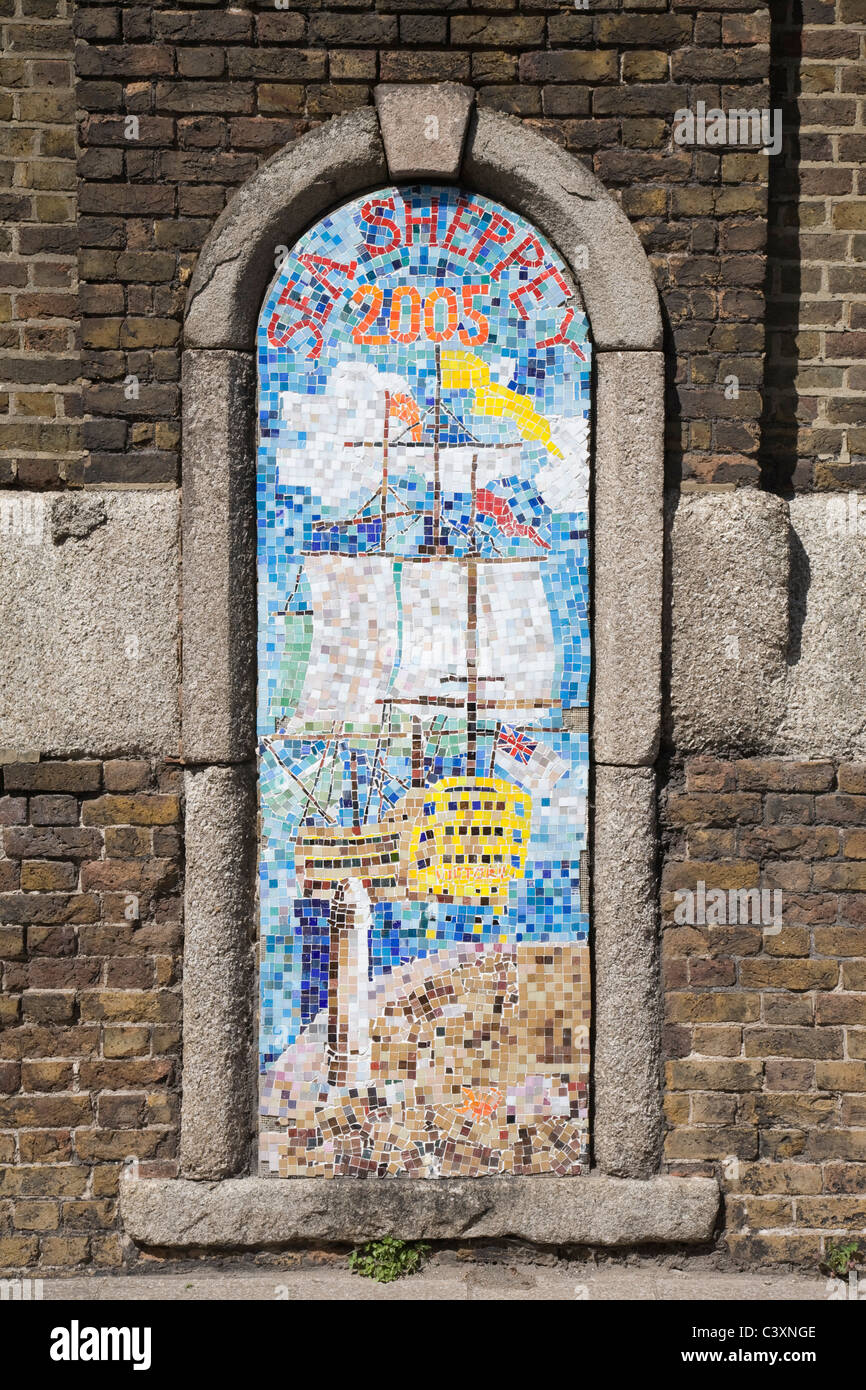 A large mosaic celebrating the 'Sea Sheppey 2005' project. Sheerness, Kent. Stock Photo