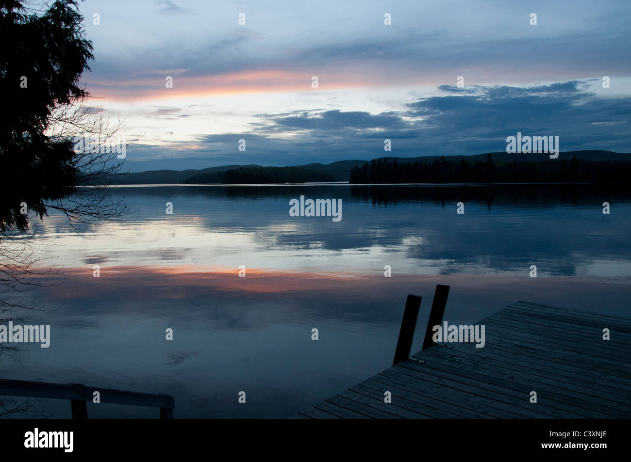 Sunset over Lac des Iles Stock Photo Alamy