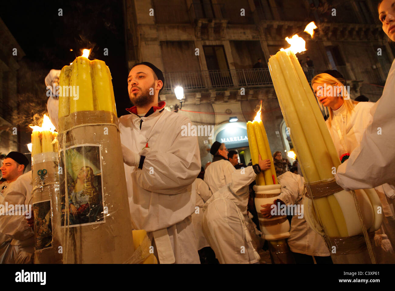 Faithfuls at the celebration of Saint Agatha, Catania, Sicily, Italy Stock Photo