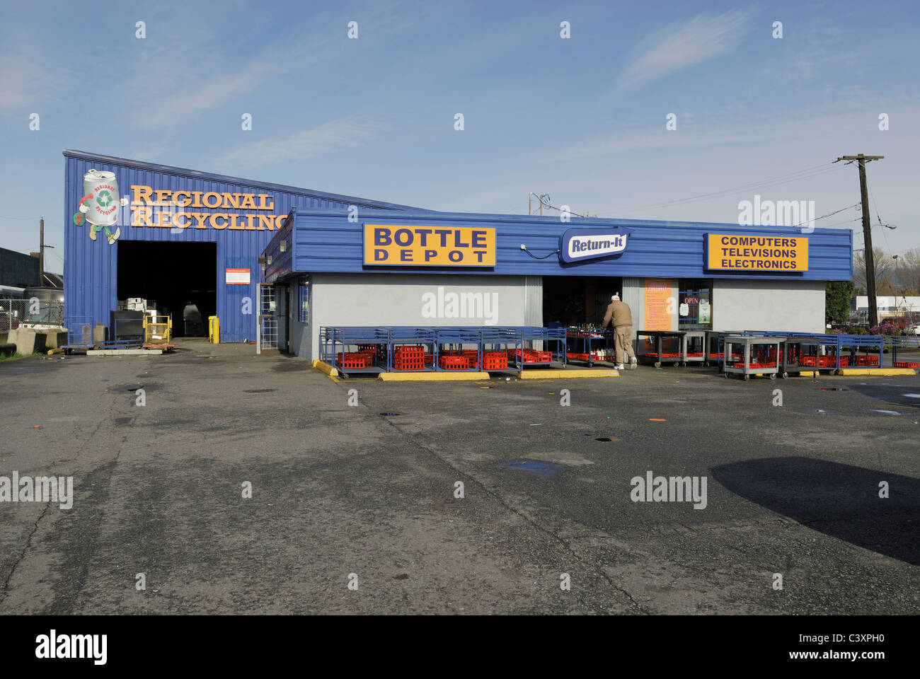 Wide view of a recycling depot in the city of Vancouver Stock Photo Alamy