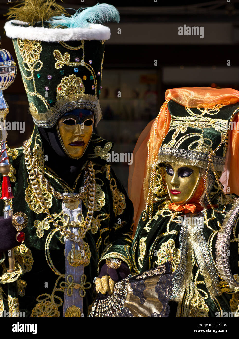 Gold revelers at Carnival Stock Photo