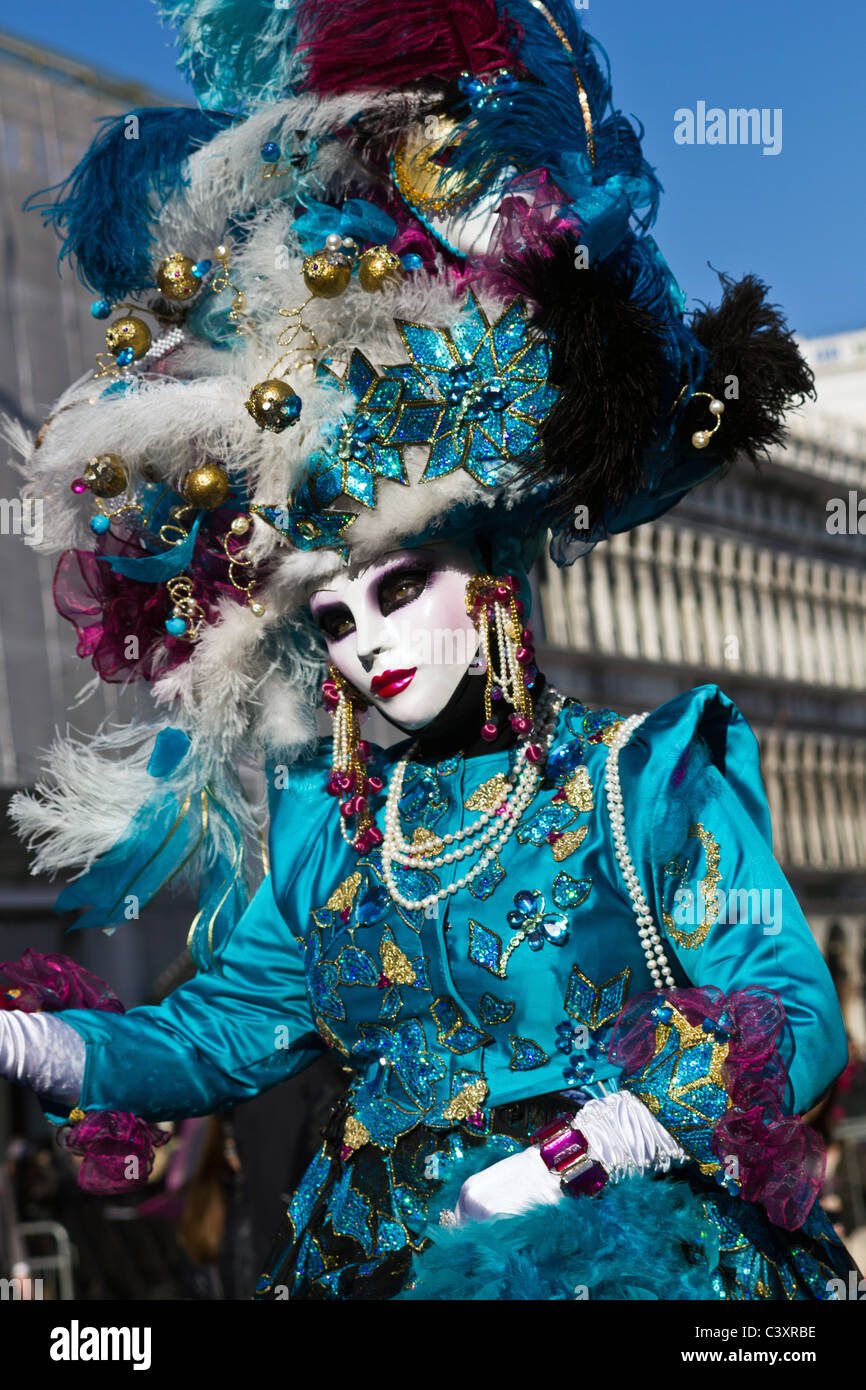 Costumed reveler at Carnival Stock Photo