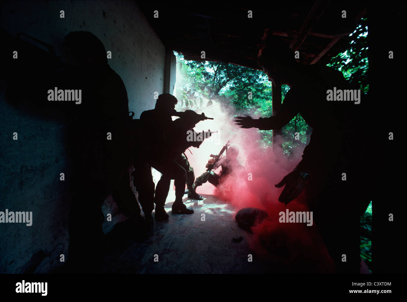 A counter-terrorist commando unit in Latin America trained by Israeli expert. Stock Photo