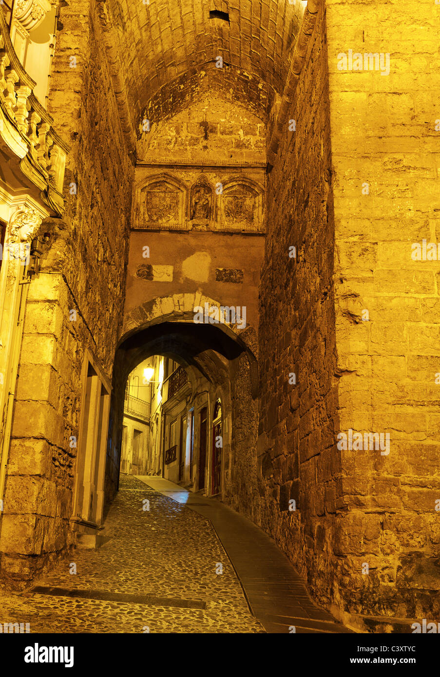 most important historic gate Arco de Almedina to the upper town in Coimbra, Portugal Stock Photo