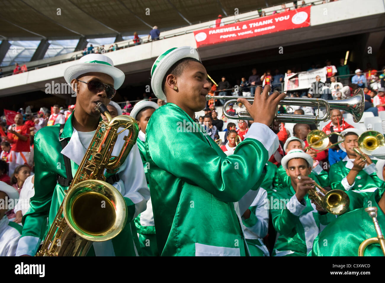 Brass band playing in Cape Town Stadium Cape Town South Africa Stock Photo