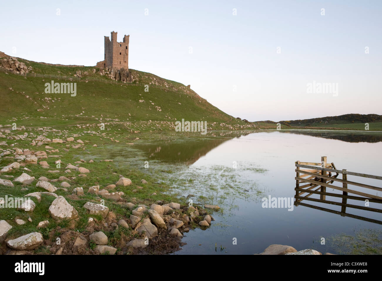 Lilburn Tower is part of Dunstanburgh Castle on the Northumberland Coast Stock Photo