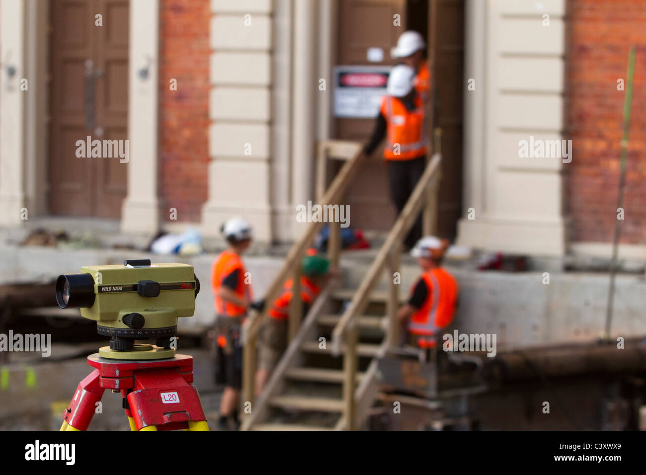 Engineers on site to relocate the Birdcage Tavern after it was moved to
