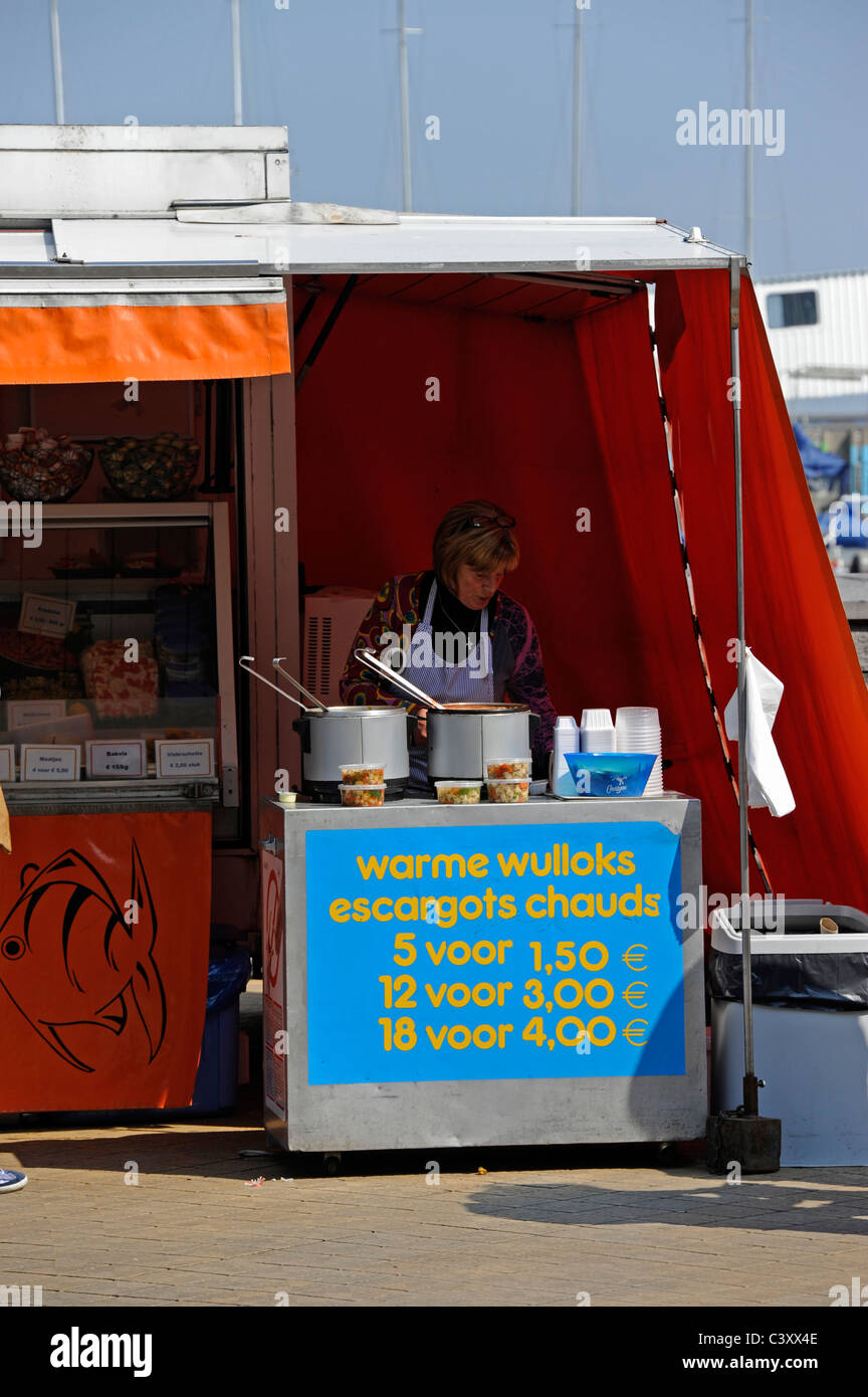 Seafood and fish seller quay Visserskaai,Ostend,Belgium Stock Photo