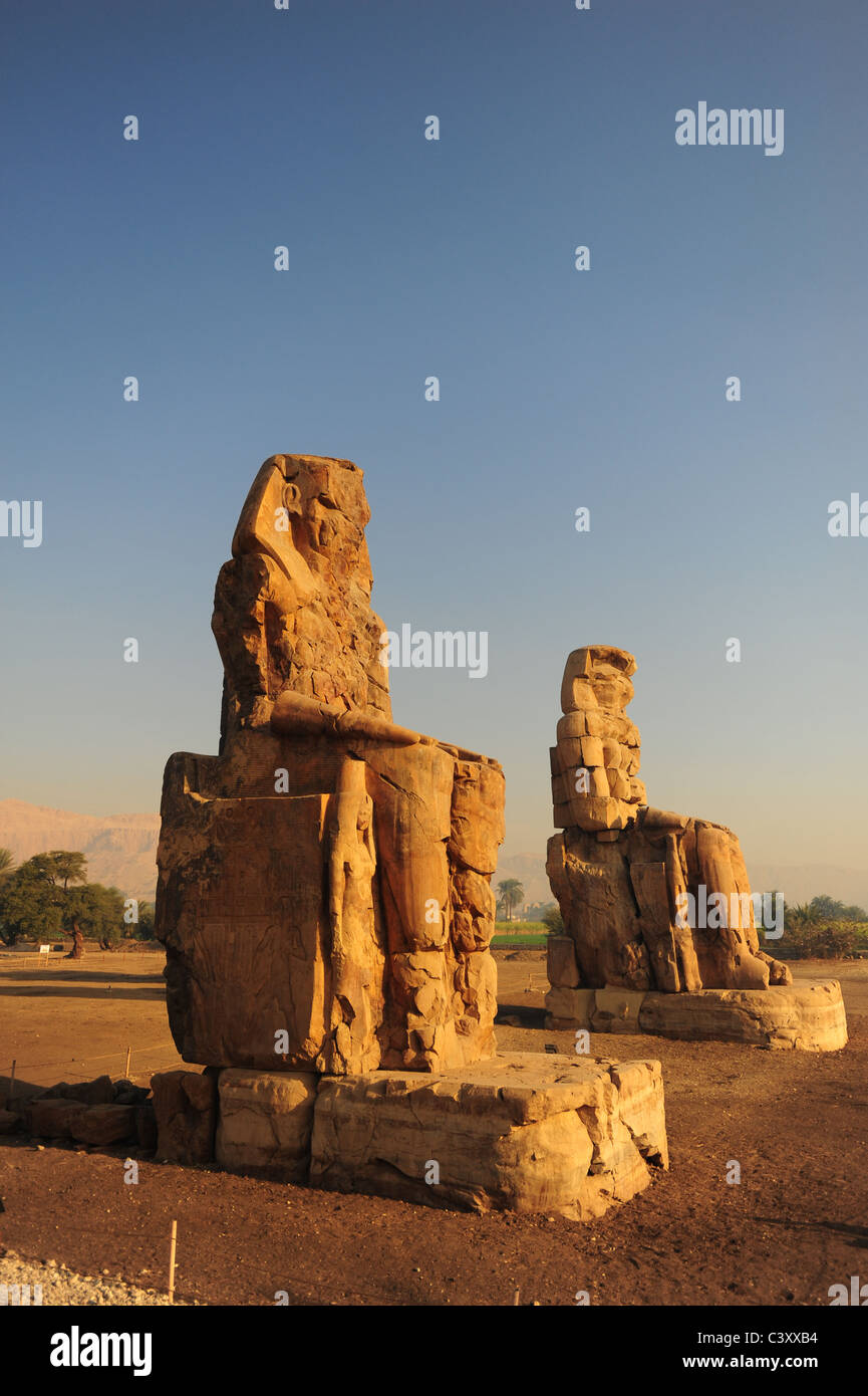Africa Middle East Egypt Egyptian The Colossi of Memnon Luxor Nile Valley of the Kings Stock Photo