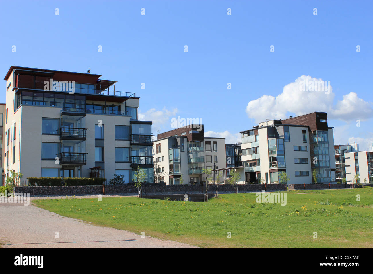Apartment building in the housing area of Arabianranta (the coast or