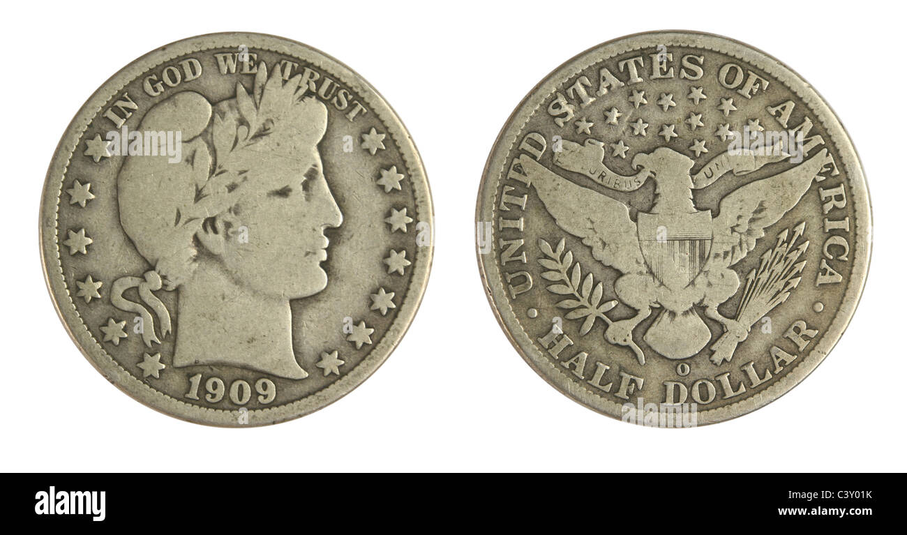 1909 O Barber or Liberty Head Type Quarter Stock Photo