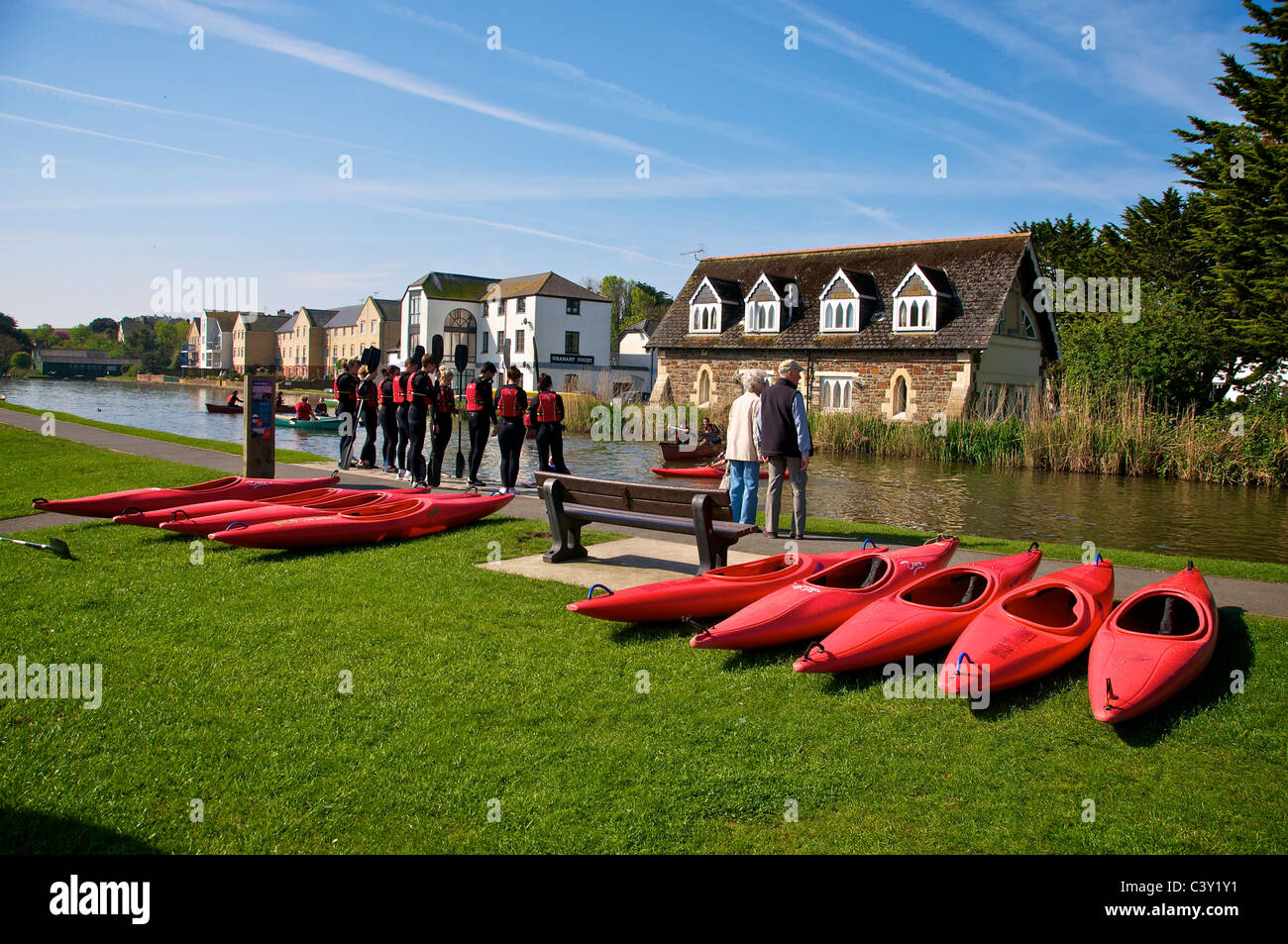 Bude Cornwall UK Canal Canoes Stock Photo Alamy