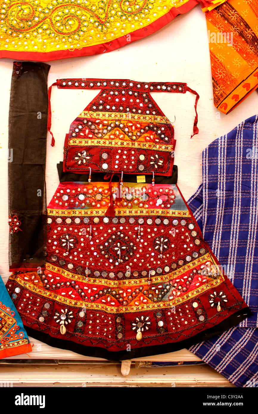 Traditional colourful embroided Rajasthani dress,India Stock Photo