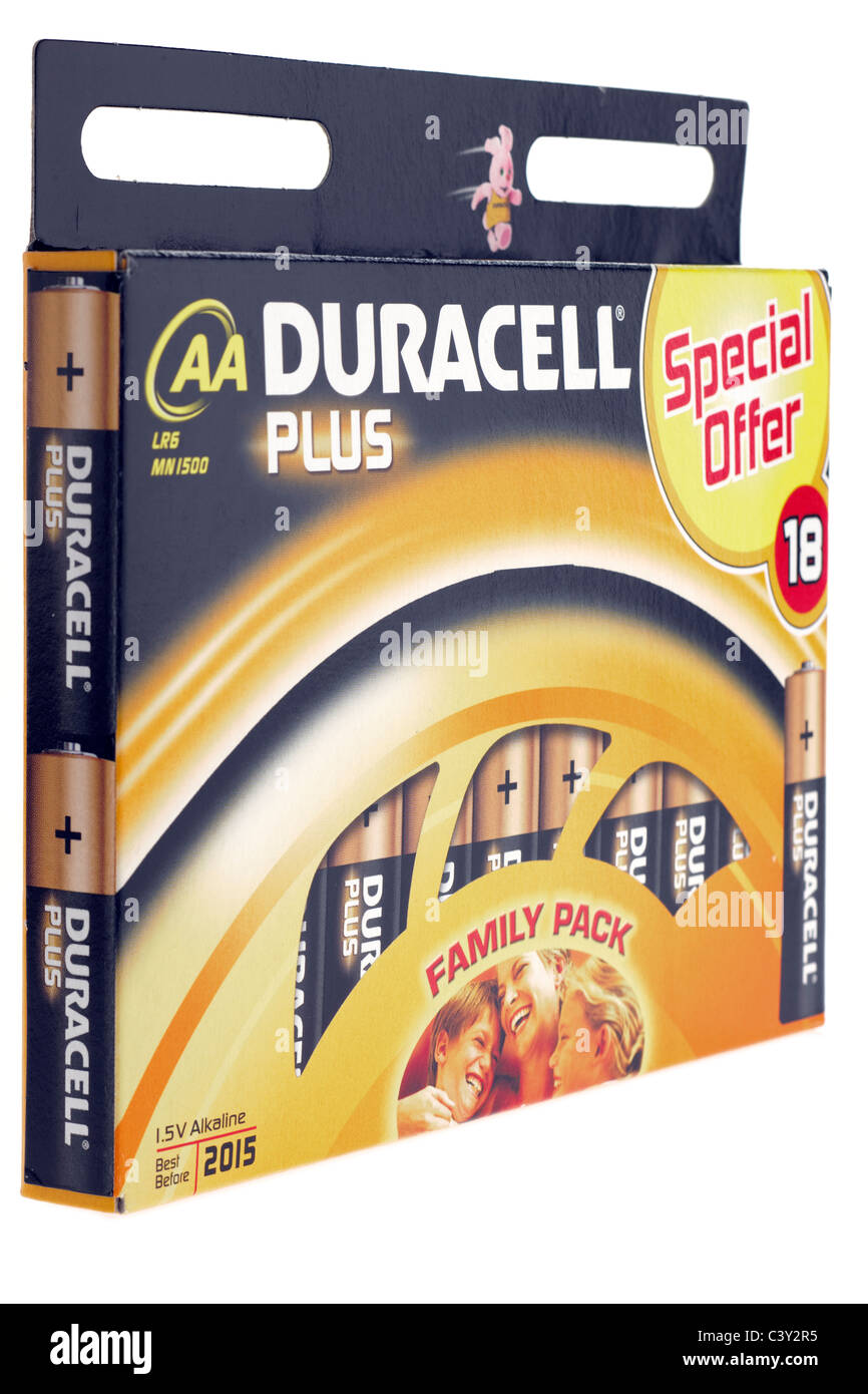 18 family pack of AA Duracell plus Stock Photo