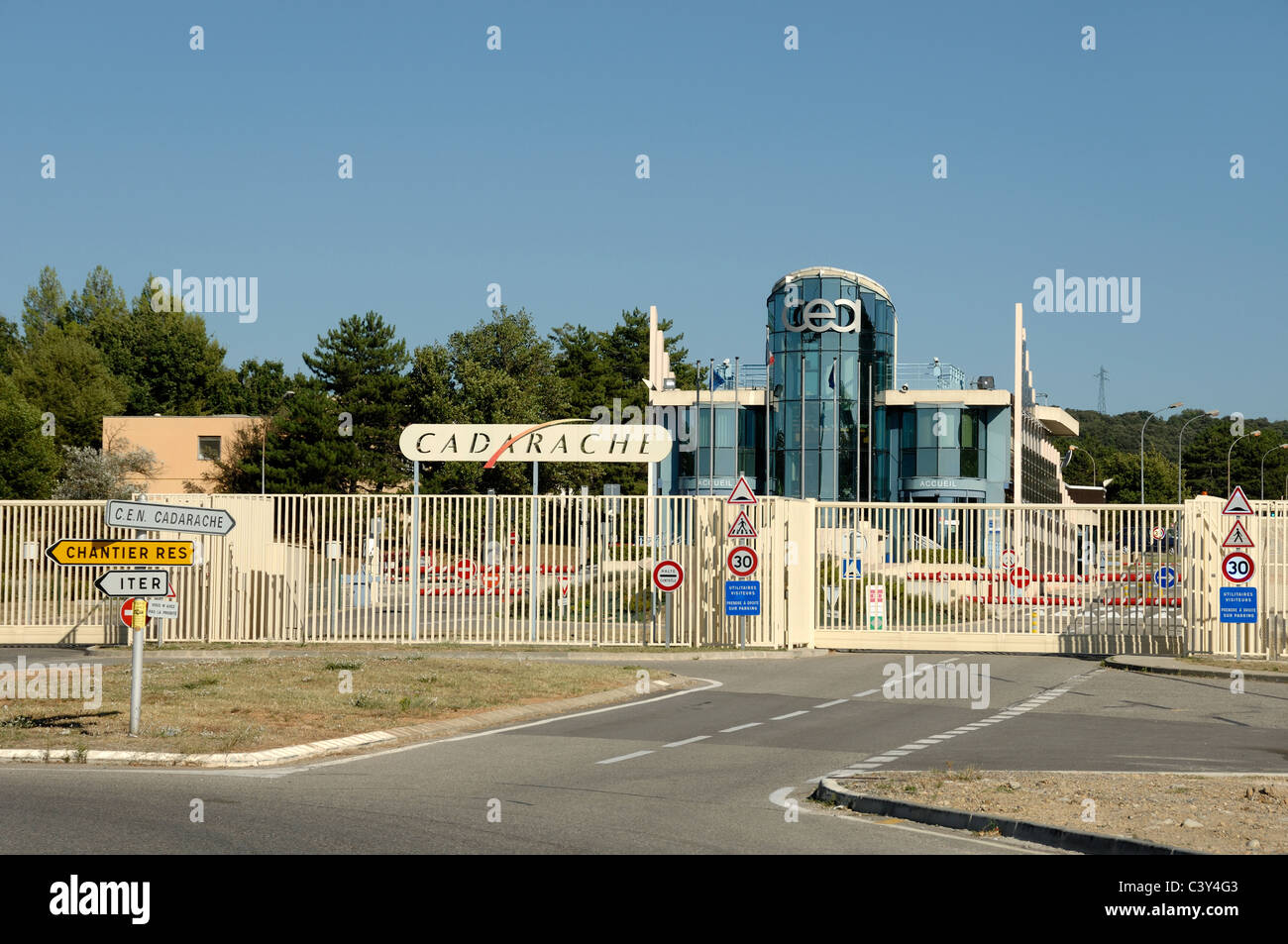 Cadarache Nuclear Research Centre, Site of the Tokamak Nuclear Fusion Power Reactor and Project ITER,  Provence France Stock Photo