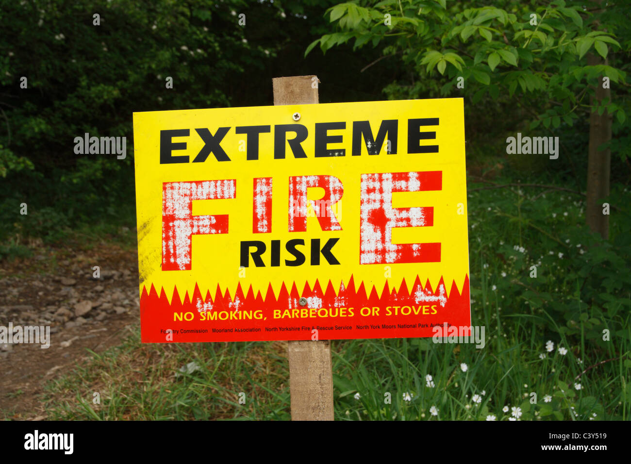 Extreme fire risk sign. North Yorkshire Moors national park. England, UK Stock Photo