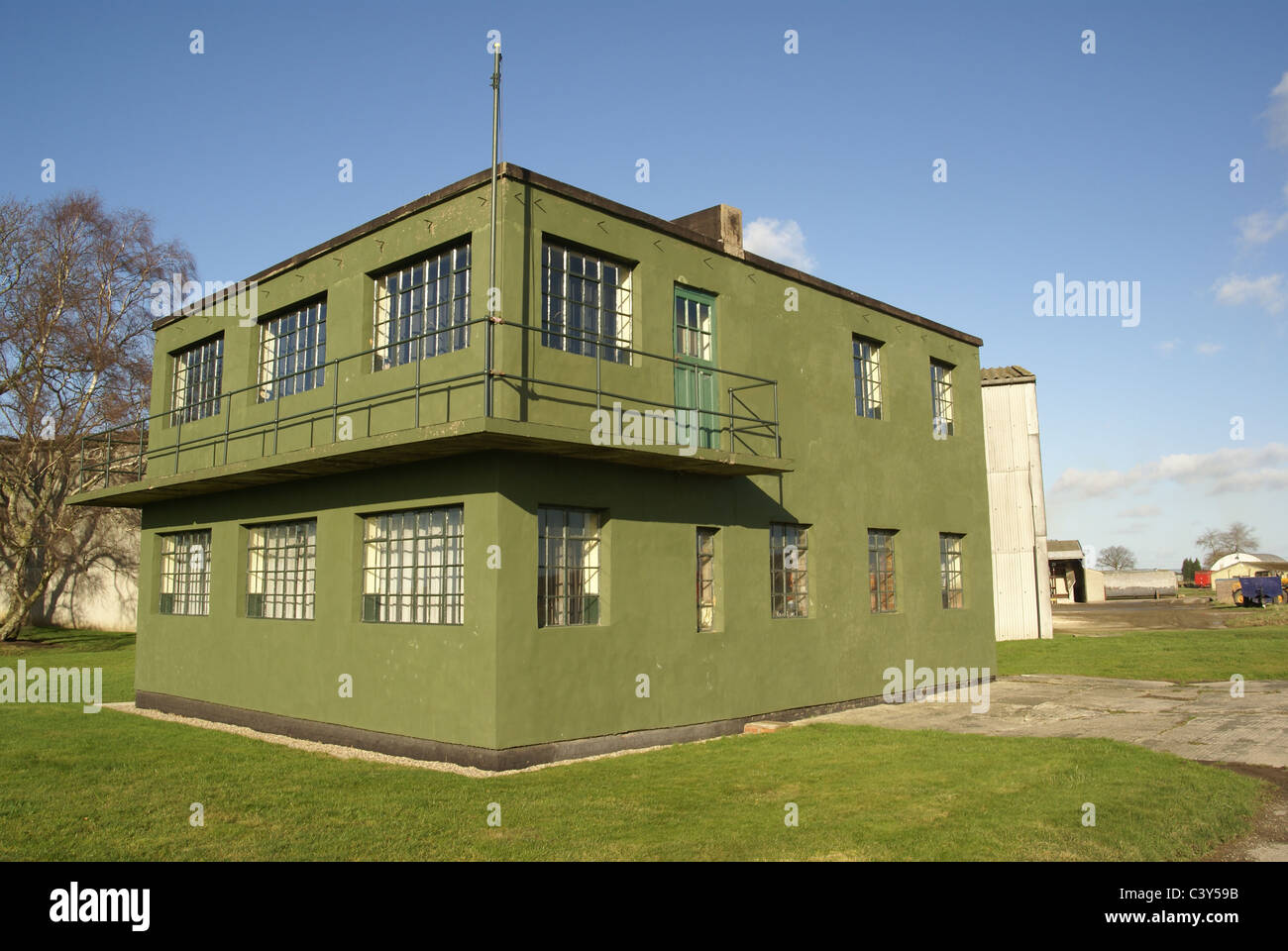 world war two Airfield control tower Stock Photo