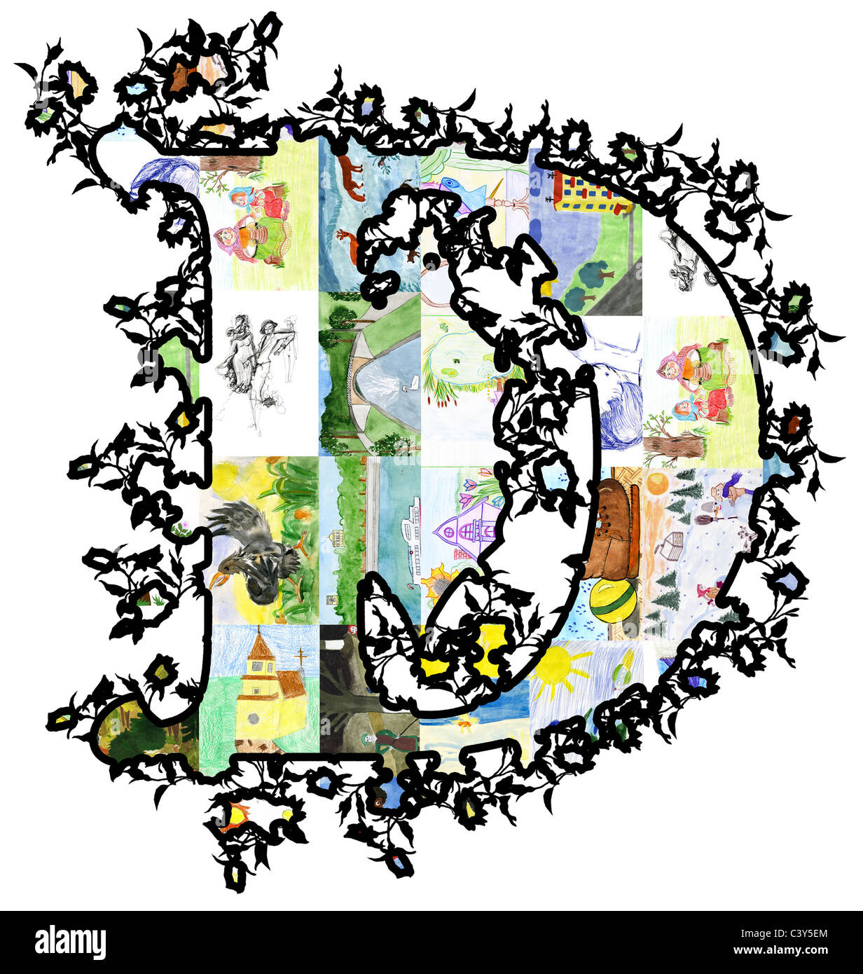 The letter D of children's drawings. Made by child Stock Photo - Alamy