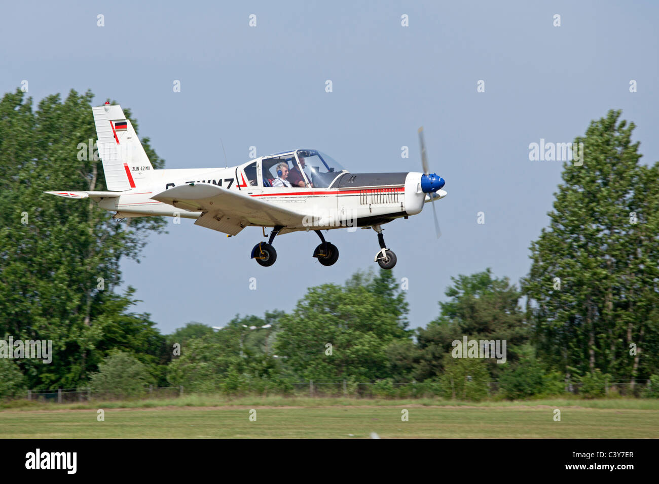 sporting airplane Zlin 42 at an airfield festival in Lower Saxony, Germany Stock Photo