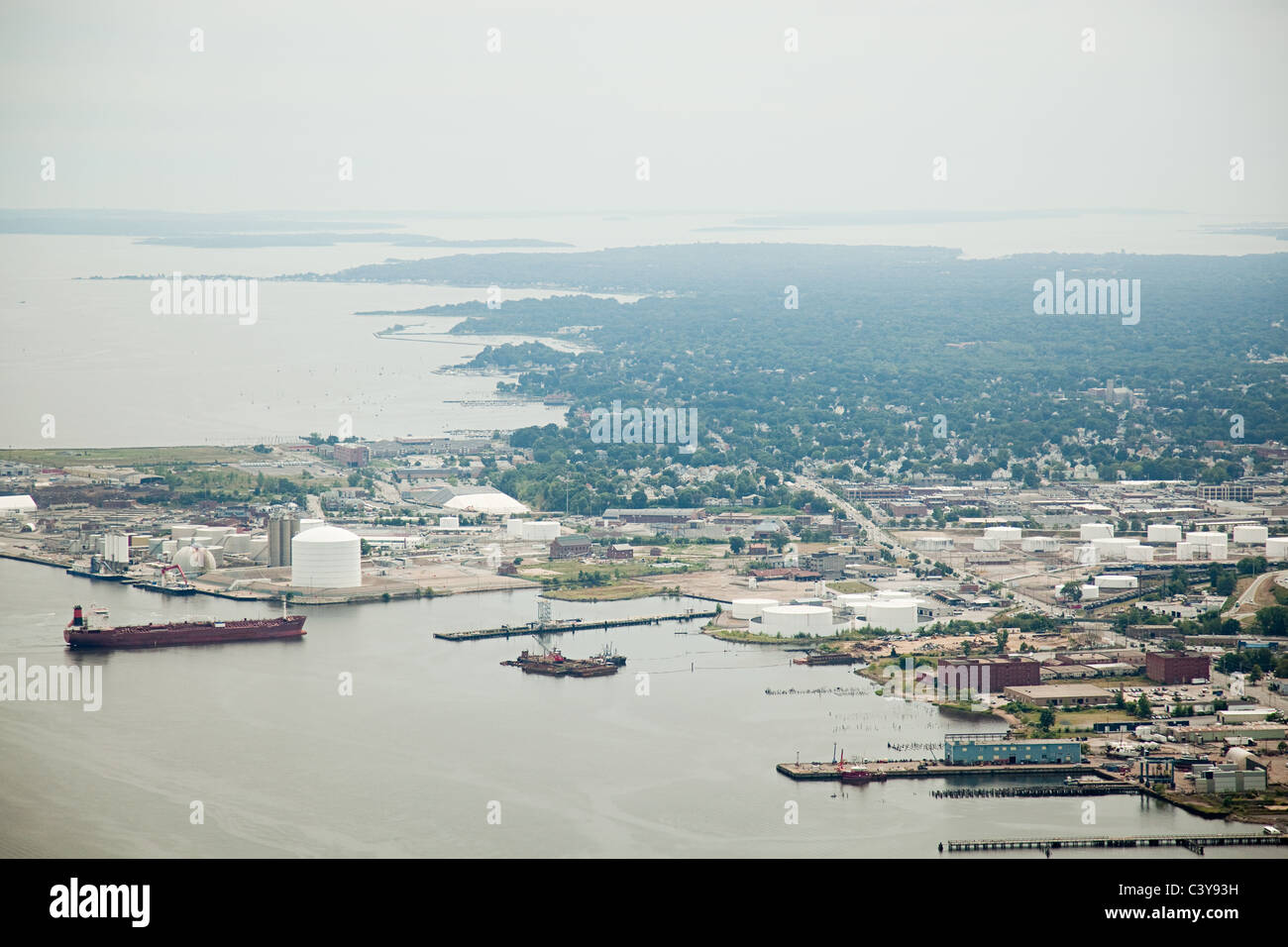 Ship in harbor, Newport County, Rhode Island, USA Stock Photo