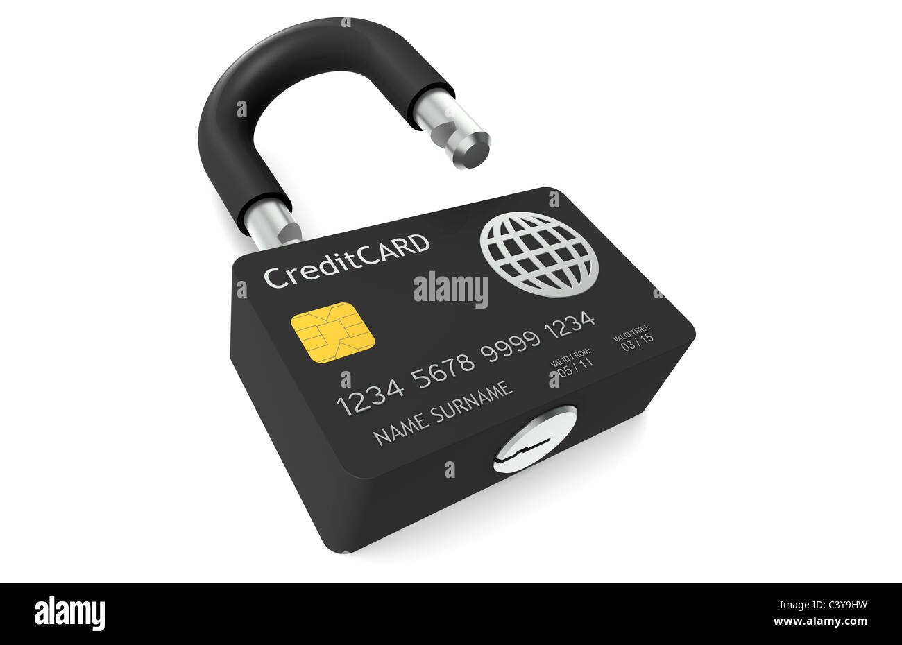 Credit Card Security. Credit Card made like a Padlock symbolizing Safe Payments Stock Photo Alamy