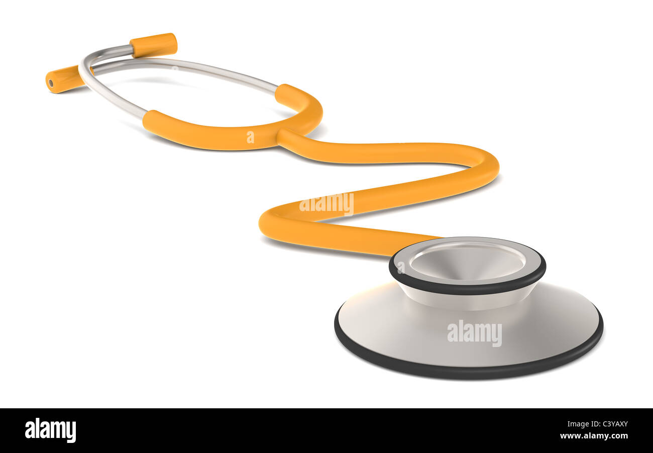 Stethoscope. Perspective view of a Stethoscope. Orange Stock Photo Alamy