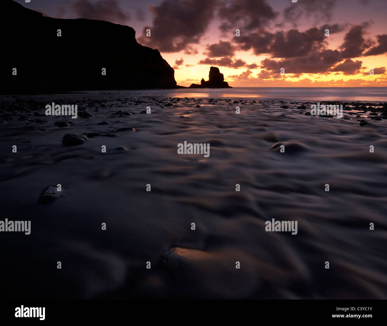 Talisker Bay on the Isle of Skye on a November evening Stock Photo