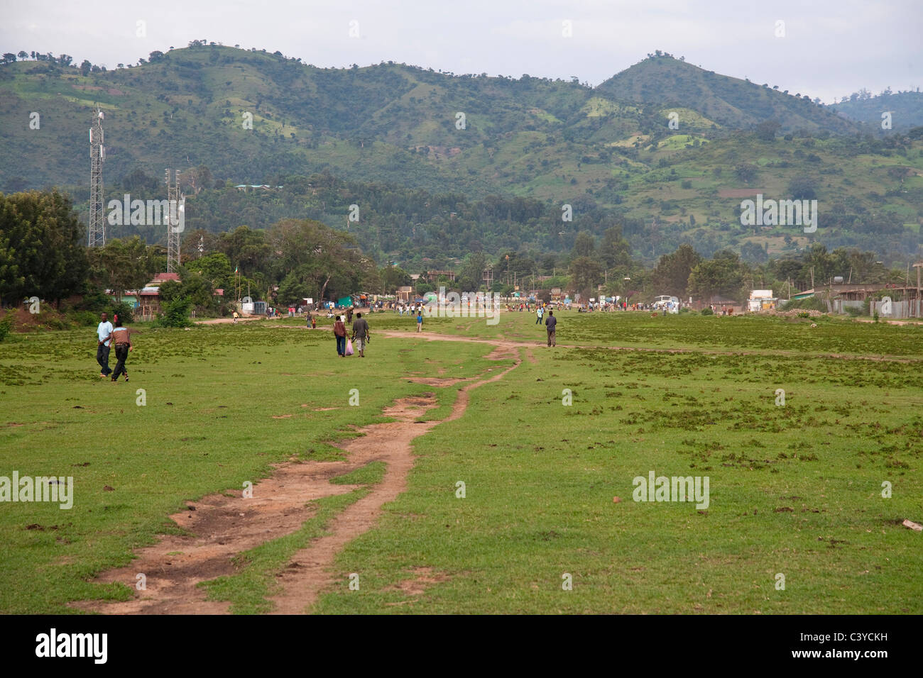 landing strip for airfield in jinka, ethiopia, africa Stock Photo