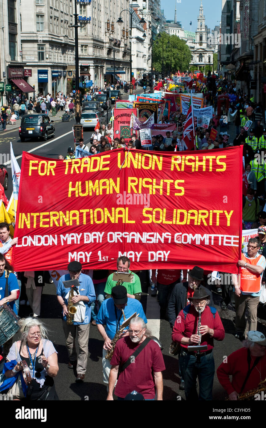 May Day Parade, Marching down the Strand, London, UK, 2011 Stock Photo