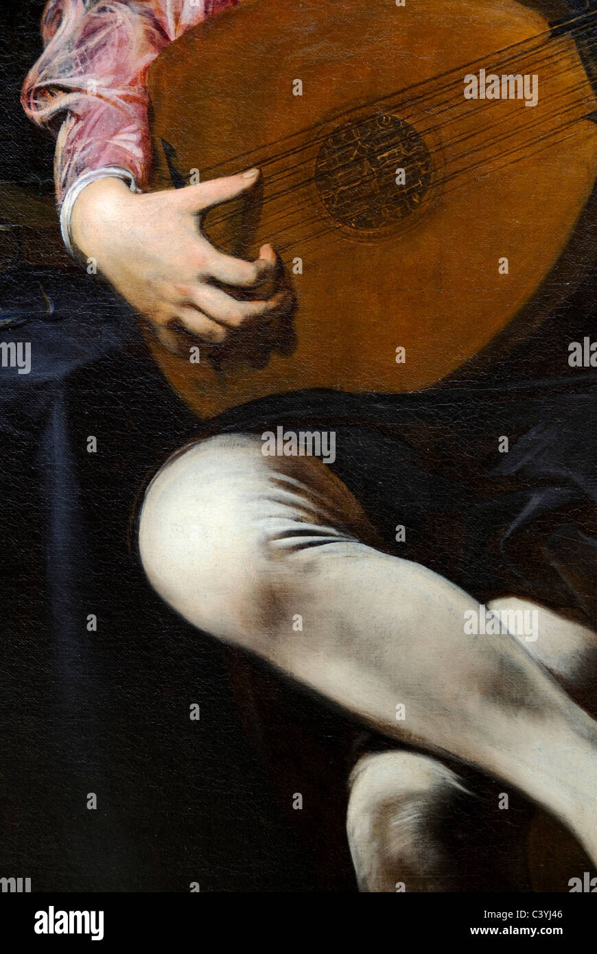 Detail: The Lute Player, ca. 1626, by Valentin de Boulogne, Stock Photo