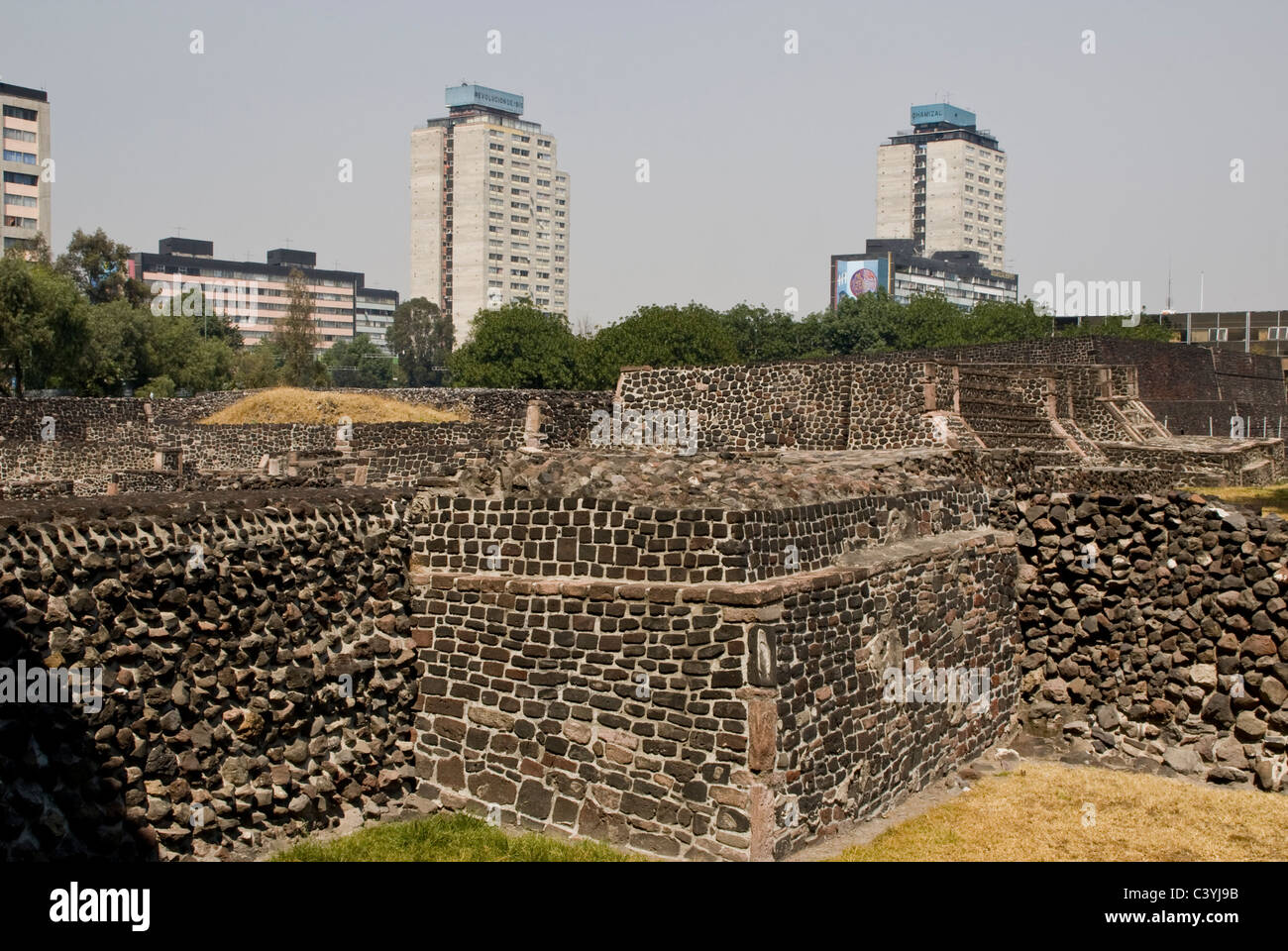 The Aztecs Ruins of Archaeological Site of Tlatelolco and the city. Mexico City Stock Photo Alamy