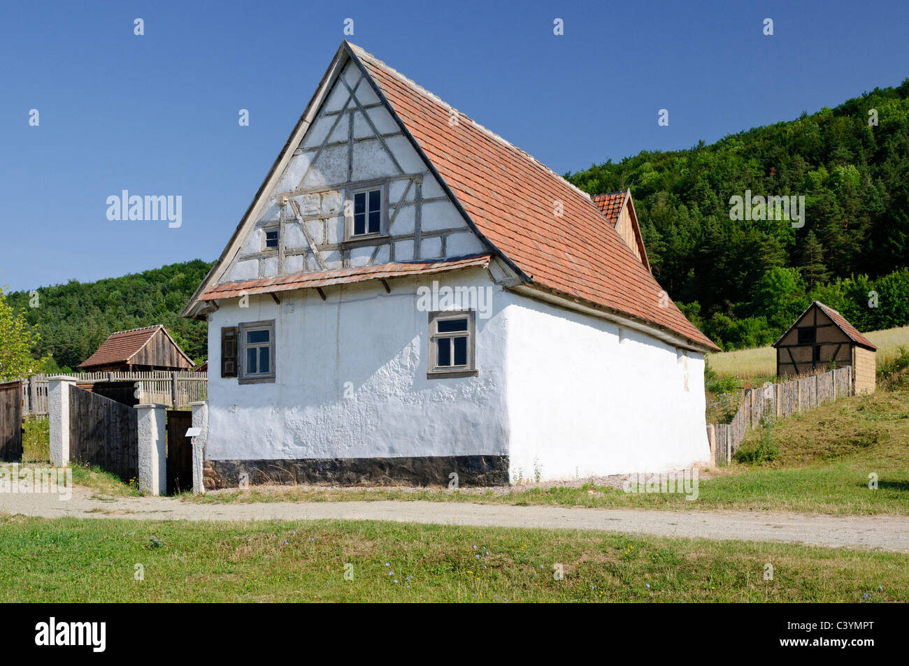 old, architecture, outside, outdoor, farmhouse, building, FRG, federal republic, German, Germany, outdoors, outside, European, E Stock Photo
