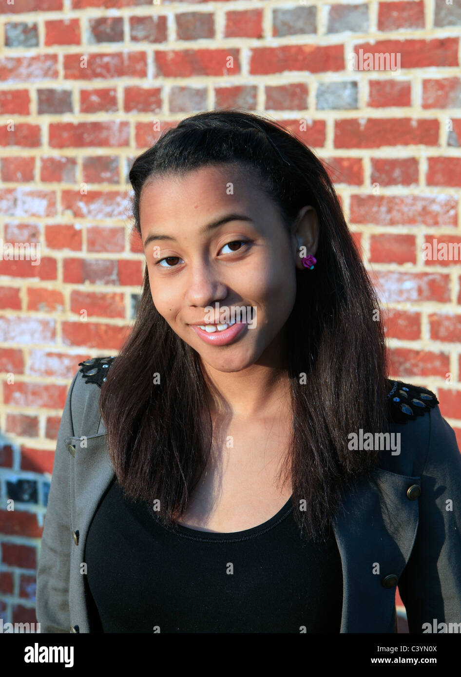 united kingdom portrait of a teenage mixed race girl Stock Photo