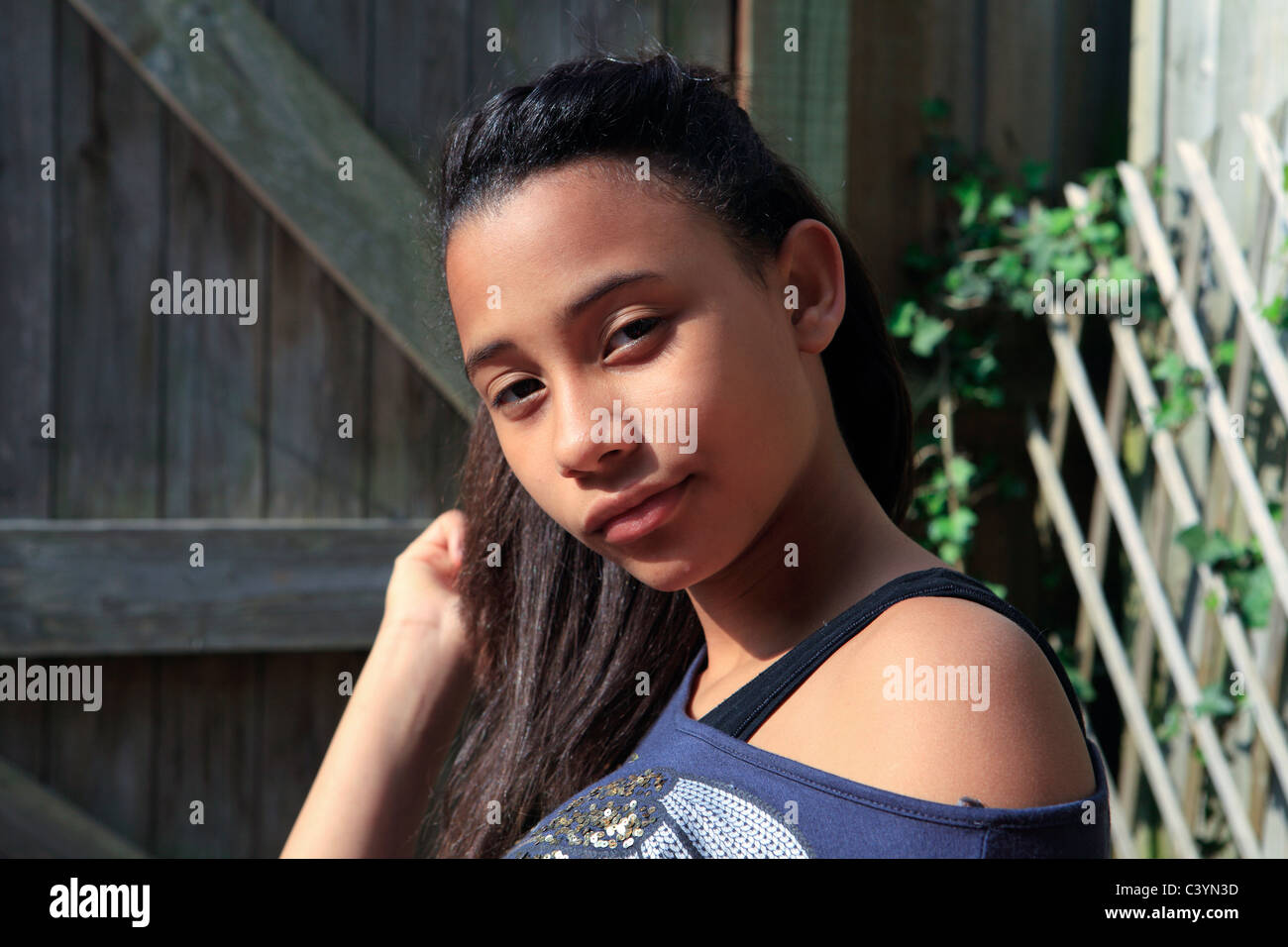 united kingdom portrait of a teenage mixed race girl Stock Photo