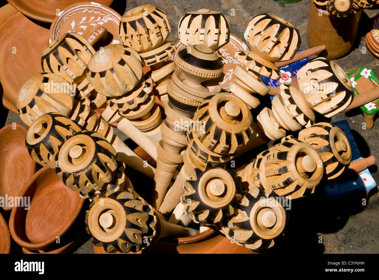 Flea market in Ocotlan town. Chocolate grinder. Oaxaca,Mexico Stock Photo Alamy