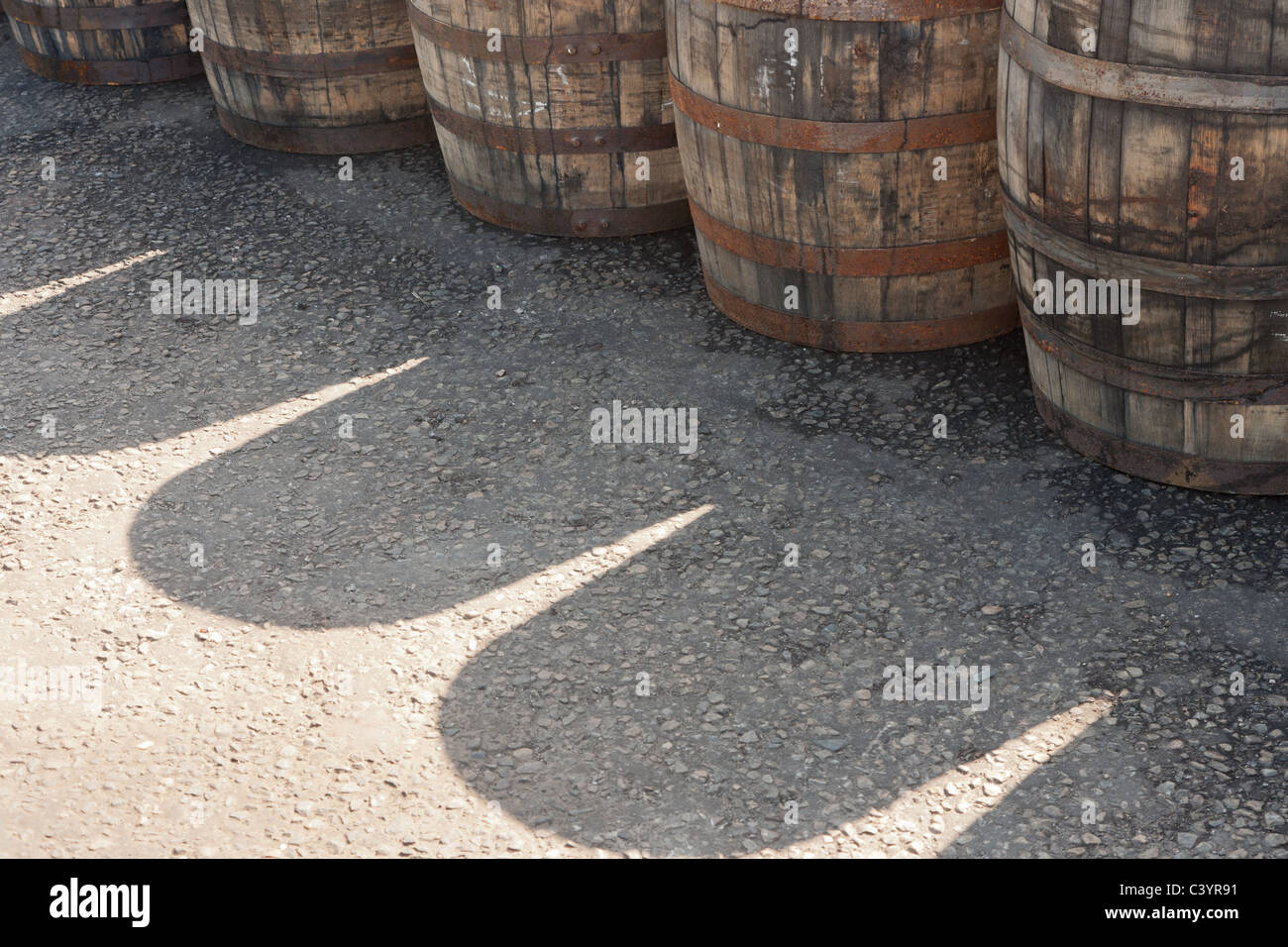 Oak whisky casks in a distillery Stock Photo Alamy