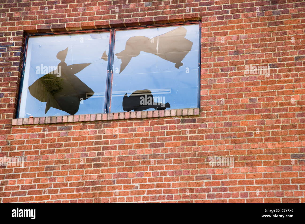 Broken glass window. Fazeley Street. Birmingham. West Midlands. England