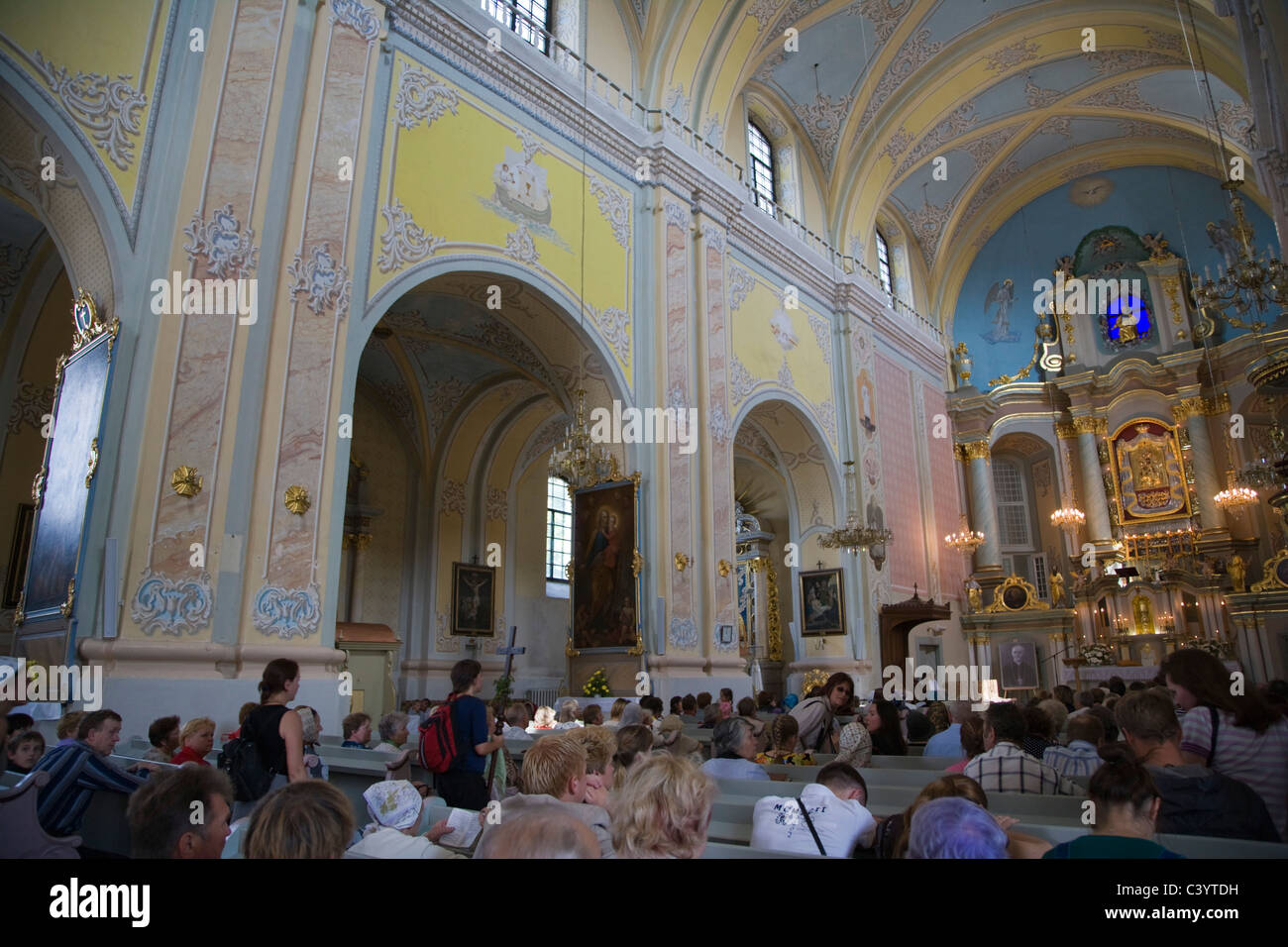 Pilgrims at Aglona Basilica. The solemnity of the Assumption of the Blessed Virgin Mary. Aglona. Latgalia. Latvia. Stock Photo