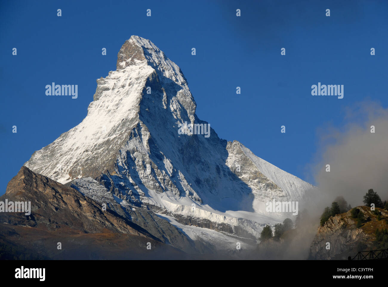 Matterhorn, Zermatt, Valais, mountain, mountains, autumn, Alps, Swiss, Switzerland, blue, sky, scenery, Alpine, Stock Photo