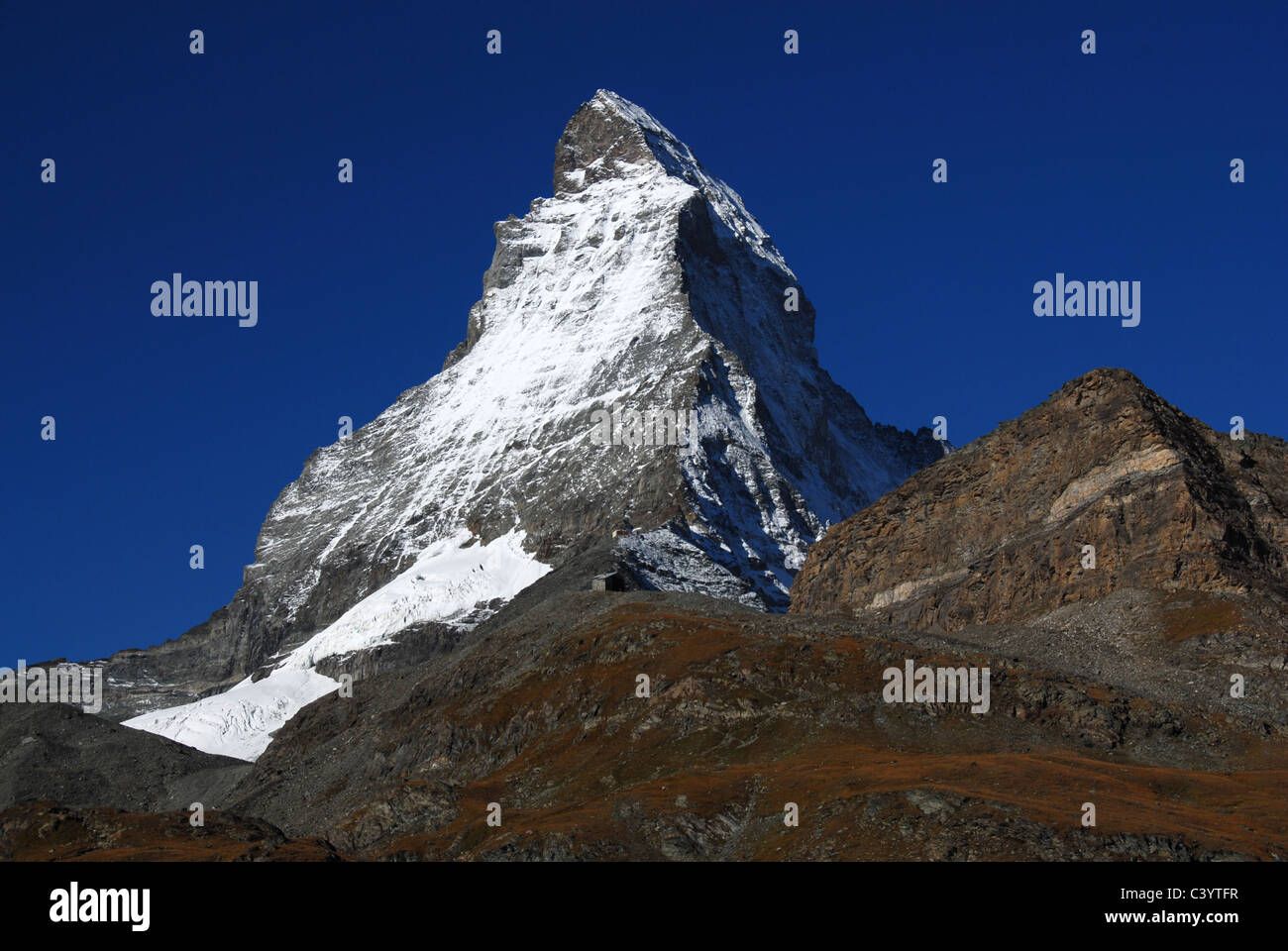 Matterhorn, Zermatt, Valais, mountain, mountains, autumn, Cervin, Alps, Swiss, Switzerland, blue, sky, scenery, Alpine, Stock Photo