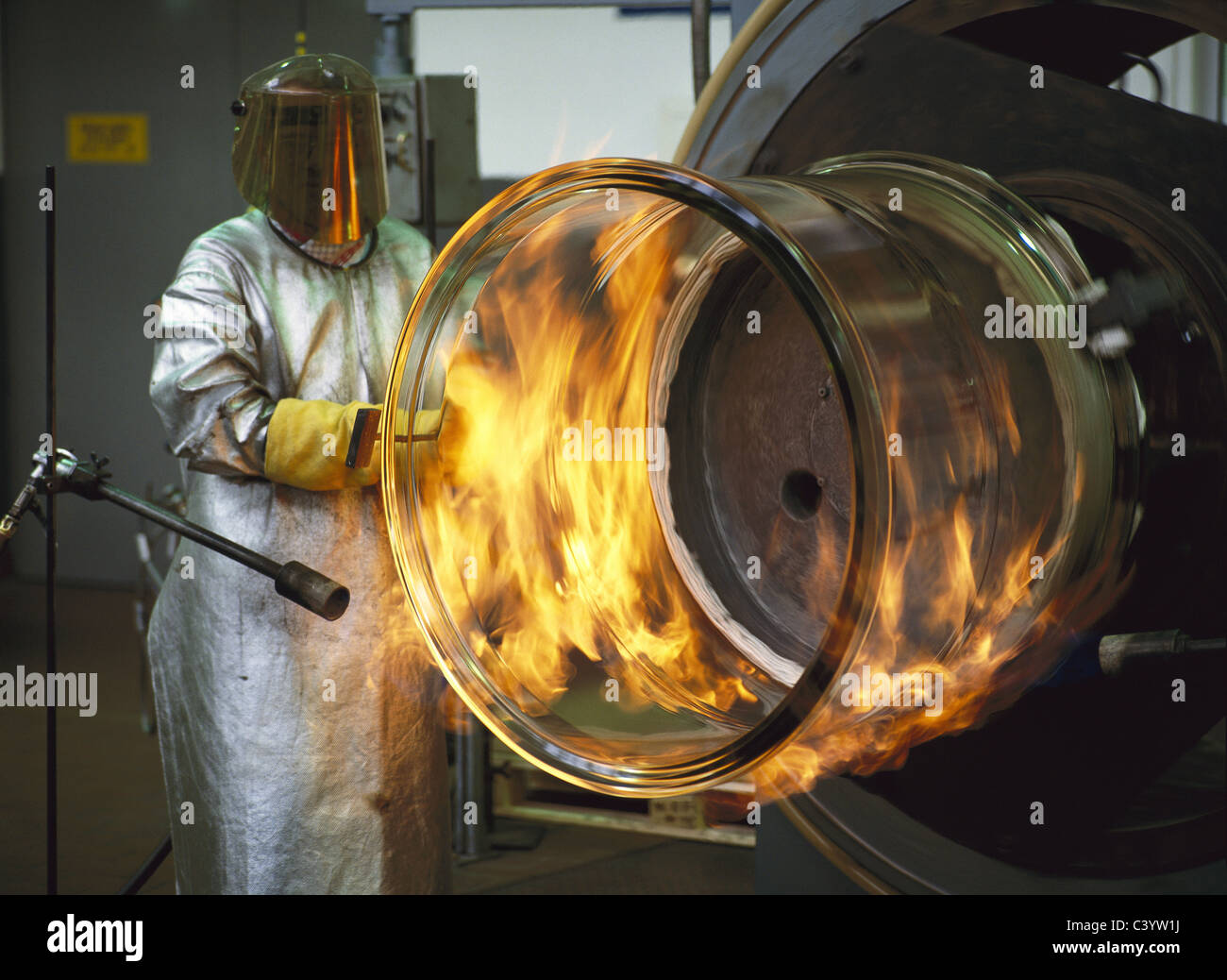Adult, Apparatus, Caucasian, Condenser, Economy, Equipment, Europe, European, Factories, Factory, Fire, Flame, German, Germany, Stock Photo